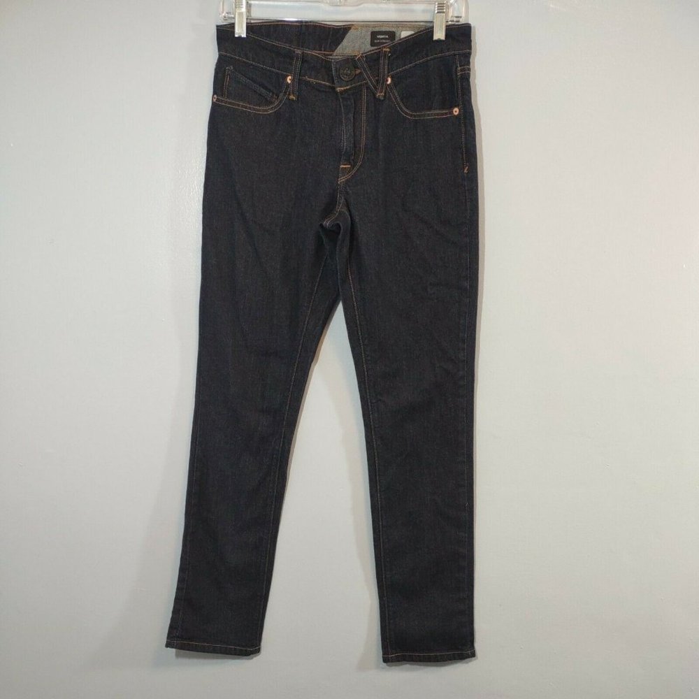 Volcom Men's 28x31 Vorta Slim Straight Dark Wash Straight Jeans Skateboarding